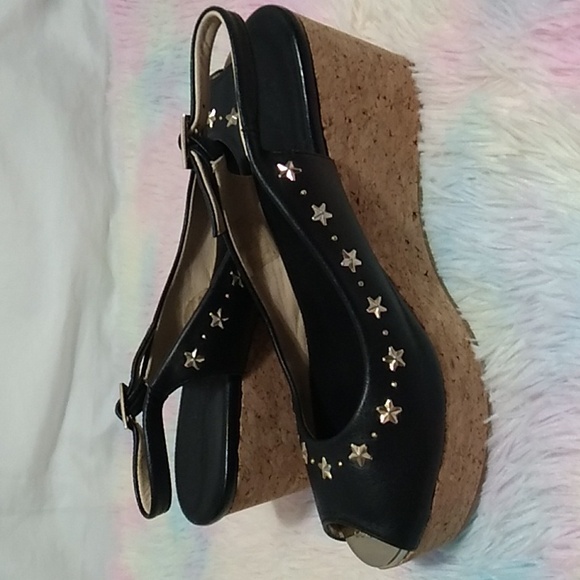 SALE! Authentic Jimmy Choo Star Studded Wedge Sandals Sz.7 or 37 Worn 1X - Picture 10 of 16